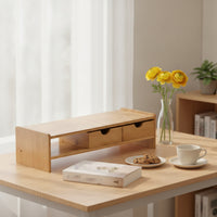 Bamboo Display Riser Bamboo Display Stand Stylish Desk Riser with Keyboard Storage for Students