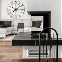 Round Metal Wall Clock with Roman Numerals