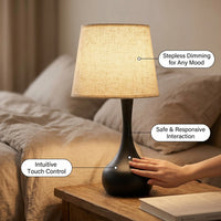 Bedside Table Lamp with Touch Control Smooth Dimming for Adults, LED with 3 Color Temperature Modes for Living Room