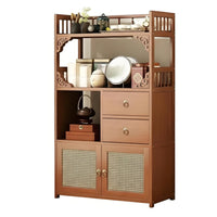 Multi-Functional Chinese aesthetic Tea Station Space-Saving Design Household Storage Integrated Water Kettle Holder Display Shelf Tiered Shelving for Homeowners, Collectors, Living Room, Study, Office, Kitchen