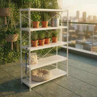 Rust-Resistant 5-Tier Storage Rack Steel Utility Shelving Unit Heavy Duty Metal Shelving Unit Open-Frame for Balcony, Kitchen, Living Room