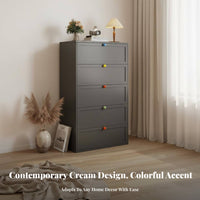 5-Drawer Narrow Chest Floor-Standing Narrow 5-Drawer Chest of Drawers Space-Saving Sturdy Frame for Students, Homeowners
