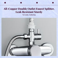 Brass Faucet Splitter, Double Outlet Adapter, Kitchen Sink Connector, Universal Copper Converter