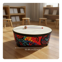22-Inch Wooden Floor Drum Develops Rhythm Children Floor Drum Ideal Gift Percussion Instrument for Young Children, Dance Class, Early Education