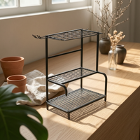 Metal Garden Tool Rack Heavy Duty Garden Storage Rack Space Saving Multi-Tier Tool Holder for Patio, Shed