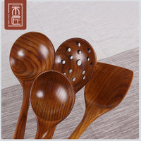 Long Handle Wooden Soup Spoon Set for Kitchen and Hotel