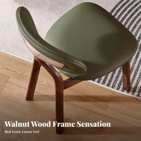 Durable Wood Frame Wooden Side Chair with Leather backrest Walnut Finish Upholstered Side Chair Modern & fhardwoodion accent Seating Padded Seat for Apartment Dwellers, Design aficionados, Interior Designers, Dining Room, Study, Office, Kitchen