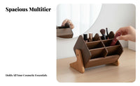 Tiered Wooden Makeup organizer Walnut Finish Vanity Organizer Large Capacity