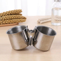 Stainless Avian Cup and Cage Feeder, Single Avian Feeder Food Cup for Water, Parrot Budgie Cockatiel Feeder with Fastener, No Perch Included