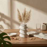 Sculptural Vase Modern Spiral Vase Matte for Living Room, Tabletop, Minimalists