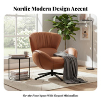 Upholstered rotating Armchair Nordic Design Single Sofa Modern type Ergonomic spine supportrest for Homeowners, Home Office