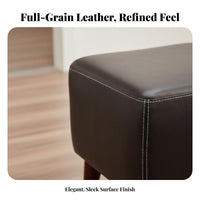 Upholstered Cube Stool Genuine Leather Footrest Multipurpose for Bedroom, Adults