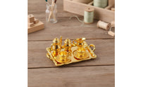 8 Pieces Metal Miniature Tea Set with Tray Elegant Dollhouse Tea Set Silver Detailed for Photographers