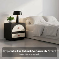 Rounded 2-Drawer Chest Minimalist Design Nightstand Stain-Proof for Office, Kids