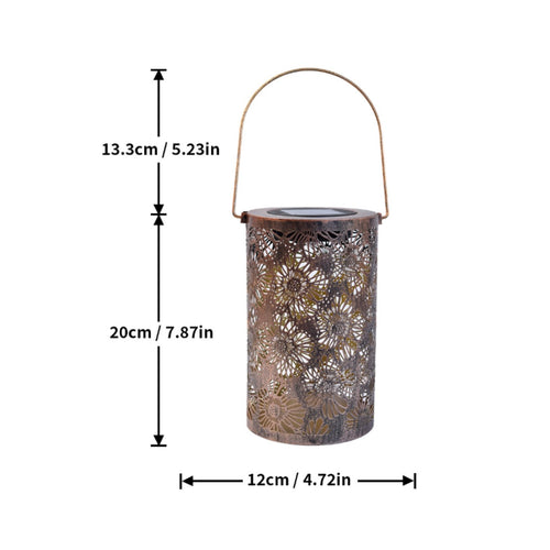 Hollow Metal Flower Lantern Portable Floral Pattern Shadow Lantern for Camping