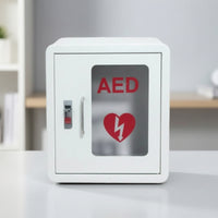 Stainless Steel AED Cabinet with Window Secure Wall-Mounted AED Box Heavy-Duty Defibrillator Storage Cabinet Transparent for Schools, Public Buildings, Offices