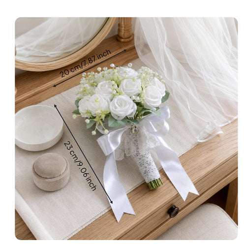 Cream Blossom Floral Arrangement with Bow Photo Prop Event Decor Ready to Use