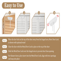 Portable Metal Double-Fold Closet Door Lock with Double-Sided Handles for Child Safety