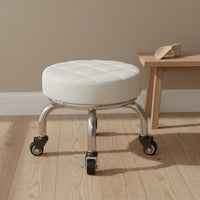 Round Stool with Wheels Waterproof Low Rolling Stool Ergonomic Design for Garage