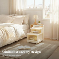3-Tier Rolling Cart Nightstand Alternative Bedside Trolley With casters