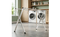 Stainless Steel Laundry Drying Rack Foldable Folding Drying Rack Extendable Clothes Horse Double Rod for Balcony