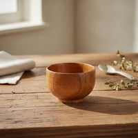 Small Wooden Bowl Compact for Kitchen, Restaurant, Kids