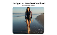 Long Sleeve Zip up Bathing Suit Sun Protection women's Piece-Piece Sun Shirt Front Fastener Wave Suit Color Panel Design