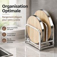Cutting Board and Pot Lid Holder, Thickened Silver Steel, Hygienic Kitchen Drainer, Multifunctional Countertop Organizer