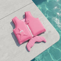 No Inflation Needed Kids Foam Swim Vest Cute Ruffle Design Kids Swim Vest Soft Comfort Material Life Jacket Adjustable Crotch Strap for Toddlers, Beach