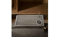 Tea Making Coffee Pour Over Drain Rack Over the Sink with Faucet Opening Stainless Steel Beverage Tray with Cup Rinsing Device for Baristas, Cafes, Home Beverage Stations