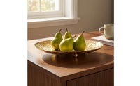 Raised Feet Oval Footed Tray Shallow Hammered Metal Tray Easy to Clean Textured Finish Artisan-Made for Tabletop Display