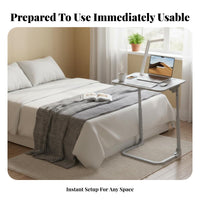 C-Shaped Rolling Table Mobile with casters C-Shaped Overbed Table Space-Saving