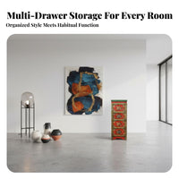 Two-Door Painted Chest Chinese design Storage Cabinet Multifunctional Distressed Finish for homeowners, Living Room