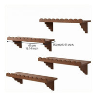 4 Pieces Shelf Warm Brown Finish Wavy Wall Shelf Space Home Storage