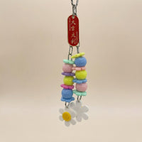Parrot Toy 3 Pack Mixed Materials Hanging Bird Toys, Iron Cage Ornament and Gnaw Toy, Parrot Cage Accessories for Enrichment and Entertainment