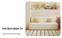 Two-PurposeUse Pull-extendable Sofa Bed with Storage Space-Saving transformable Couch Minimalist aesthetic Living Room Furniture Easy Assembly for Apartment Dwellers, Families, Homeowners, Small Spaces, Bedroom, Home Office, Movie evenings