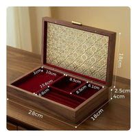 Wooden Jewelry Box Brass Latch Velvet-Lined Jewelry Box Hinged Lid