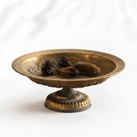 Vintage Metal Tray Decorative Centerpiece Rustic Pedestal Tray for Dining Table