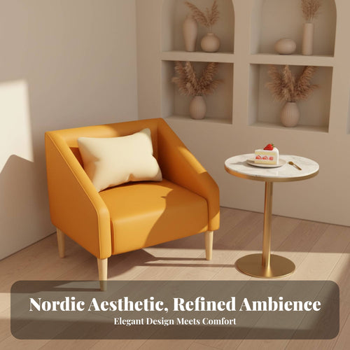 3 Pieces circular table and 2 Chairs Set Comfortable Seating Indoor Furniture Space-Saving Skid-Resistant Feet for duos, Balcony