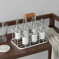 Metal Beverage Rack Basket Multi Use 6 Bottle Beverage Carrier Open Grid Construction 6 Bottle Rack for Dining Table