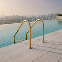 Stainless Steel Pool Ladder Gold-Toned Pool Ladder with Handrail Brushed Finish for Homeowners, Backyard