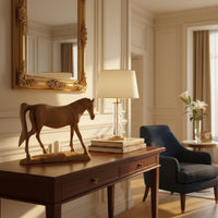 Vintage Horse Sculpture Retro Style Wooden Horse Figurine Elegant Accent Piece Home Decoration for Living Room, Office