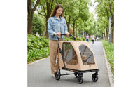 Spacious Pet Stroller with Rain Cover Roomy Pet Stroller with Mesh Panels Breathable Safe for Dogs, Cats, Outdoor Walks, Travel, Park