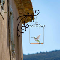 Wrought Steel Avian Swing Portable Metal Frame Bird Swing Easy to Hang Garden Decor for Hummingbirds, Outdoor, Backyard