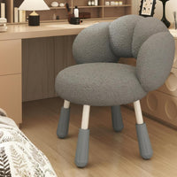 Height Adjustable Puff-Shaped Swivel Stool Ergonomic Backrest Upholstered Armless Chair Soft Upholstery Home Furniture Thickly Padded Seat for Students, Women, Adults, Dorm Room, Bedroom, Vanity Area