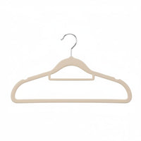 Flocked Hanger Contoured Shoulders Wardrobe Organizer Wide Support Frame