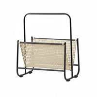 Magazine Rack Minimalist Design Woven Newspaper Stand Versatile Metal Frame Book Holder for Office, Living Room