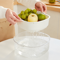Colander Bowl Set 2-Tier Draining Bowl Plastic Vegetable Washing Fruit-Friendly Time-Saving Cooking