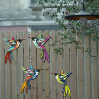 4 Pieces Metal Hummingbird Wall Decor Waterproof Metal Bird Hanging Ornament