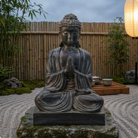 Seated Buddha Statue Dark Finish Spiritual Decor 30 Cm Tall for Garden, Tea Room